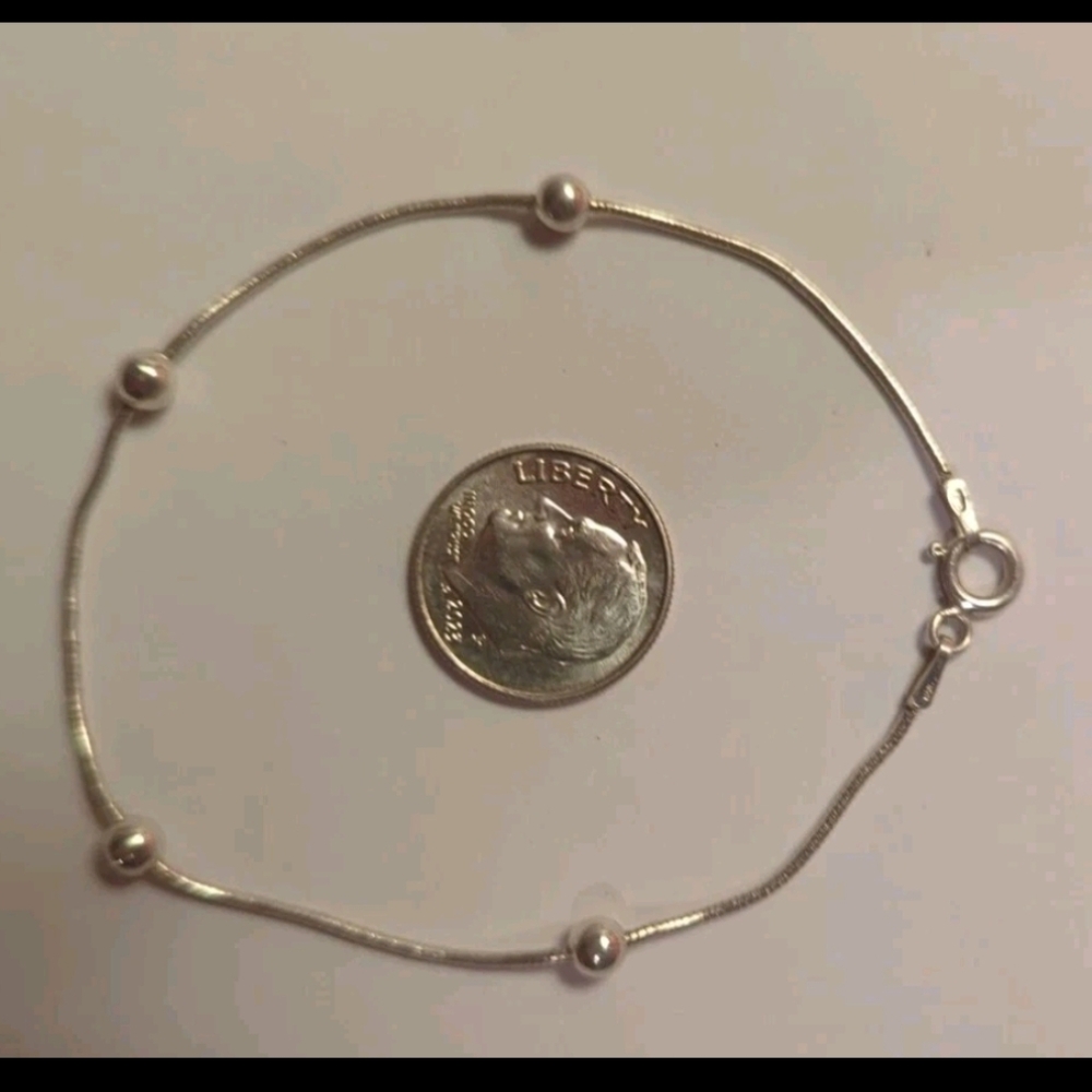 Vtg Serpentine 925 Sterling Silver ITALY Stamped Ball Chain Tennis Bracelet 7"
